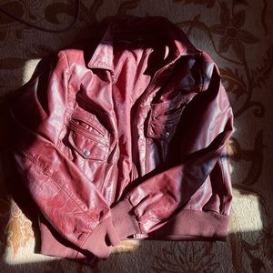 Vintage 80’s Burgundy Leather Bomber Style Jacket lined